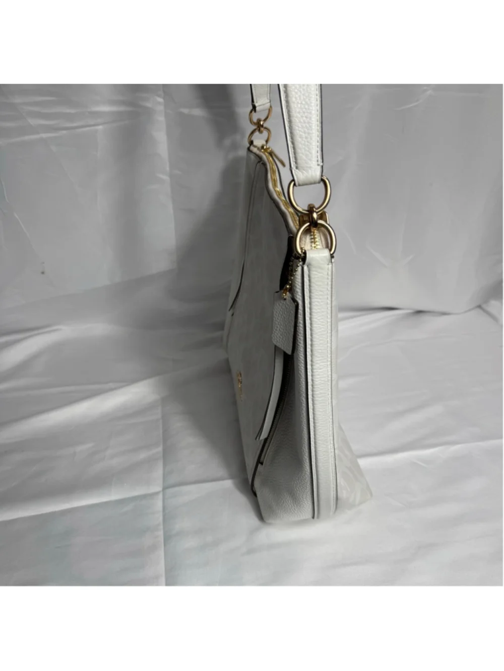 Women's Coach Marlon Hobo Bag One Size White and Beige Signature Print